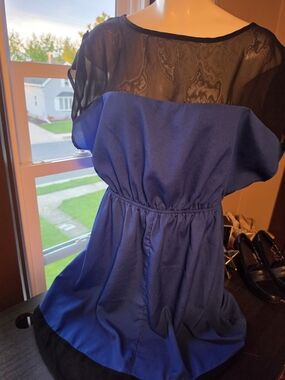 Delirious Blue and Black Midi Dress